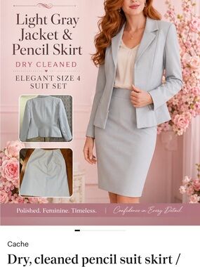Cache Light Gray Pencil Skirt dry cleaned worn once listing w pics in closet